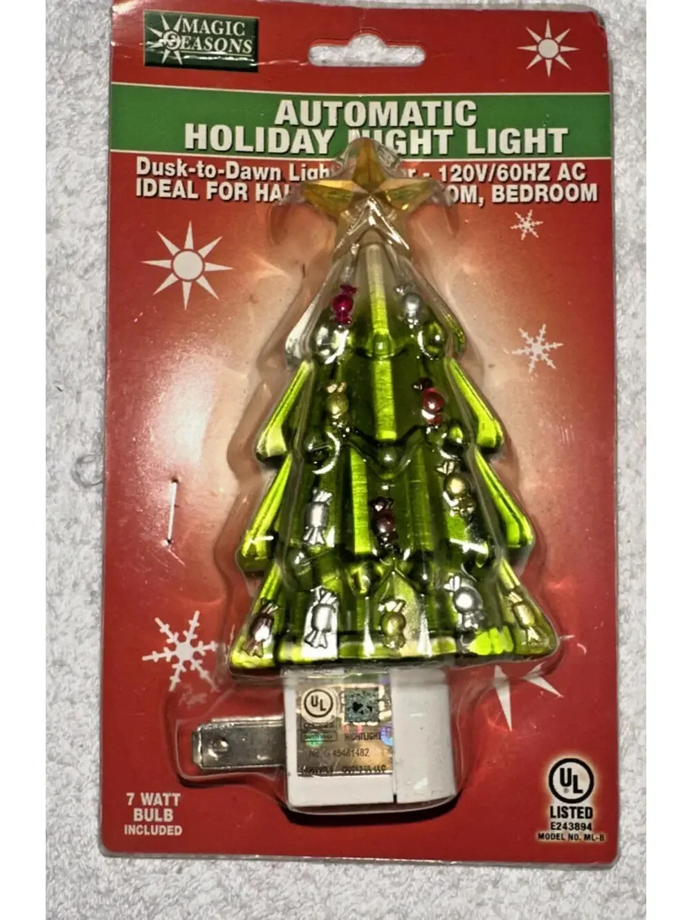 Nite Lite Night Lights Christmas Tree Auto On-Off NEW
